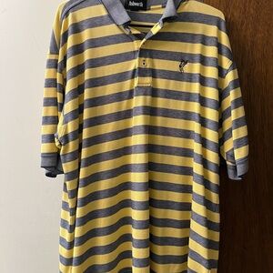 Ashworth Yellow and Gray Striped Men's Polo Shirt